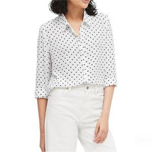 BANANA REPUBLIC Dillon Classic Fit Button Down White Polka Dot Top